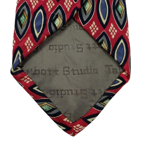 Robert Talbott Studio Parisian Tie Hand Sewn Silk Geometric USA Red 3.75 X 58 - Picture 3 of 6